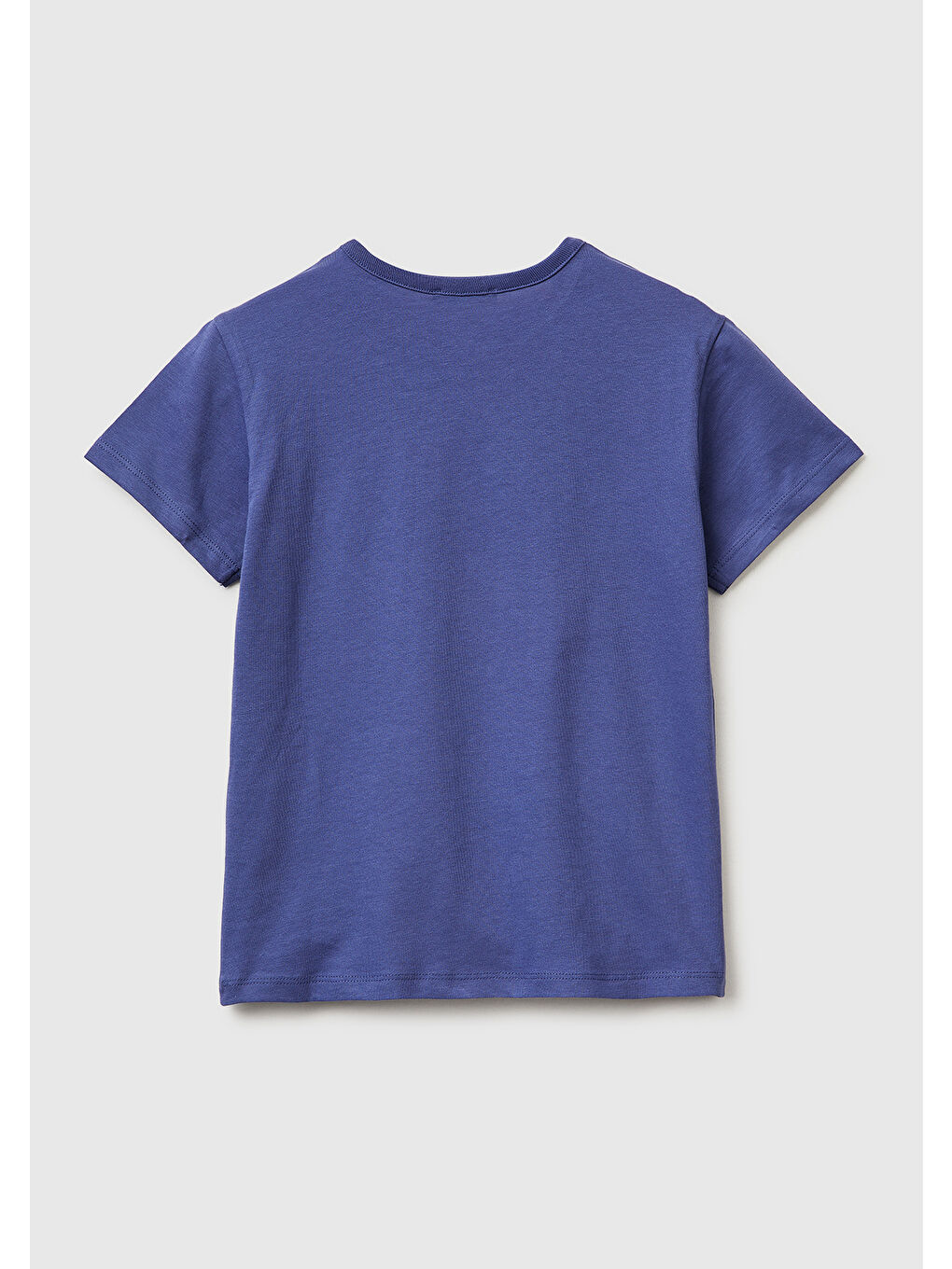 Kız Çocuk Koyu Lacivert Simli Grafik Baskılı Yuvarlak Yaka T-Shirt-1