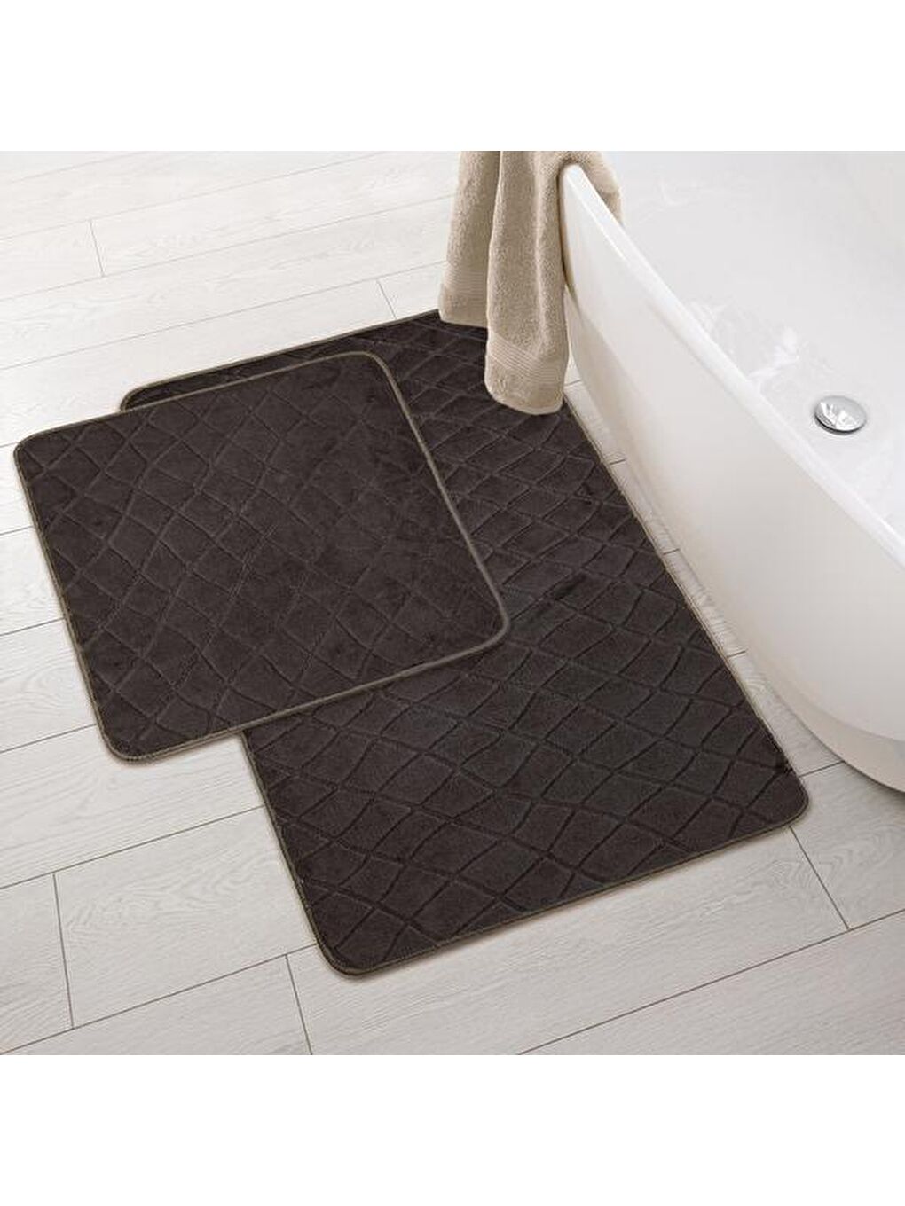 Soft Holly 2'li Banyo Paspası - Antrasit - 60x100 cm + 50x60 cm-5