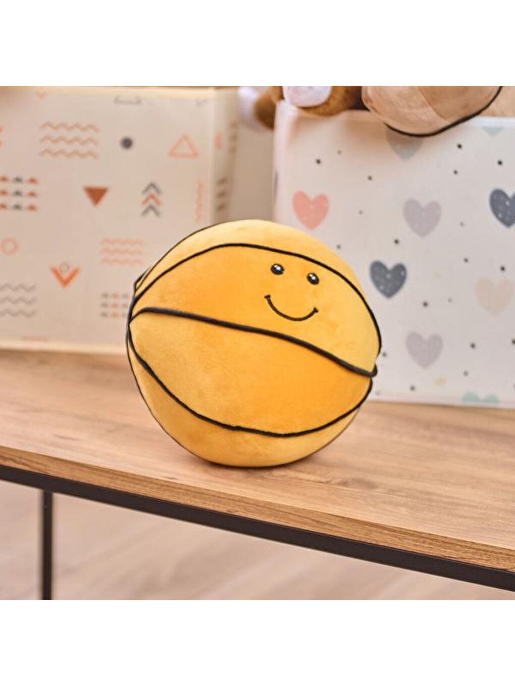 Evidea Soft Basket Topu Figürlü Yastık - Turuncu - 75x75 cm