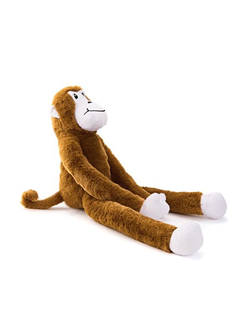 Soft Cırtcırtlı Maymun Figürlü Yastık - Kahverengi - 90x15 cm-1