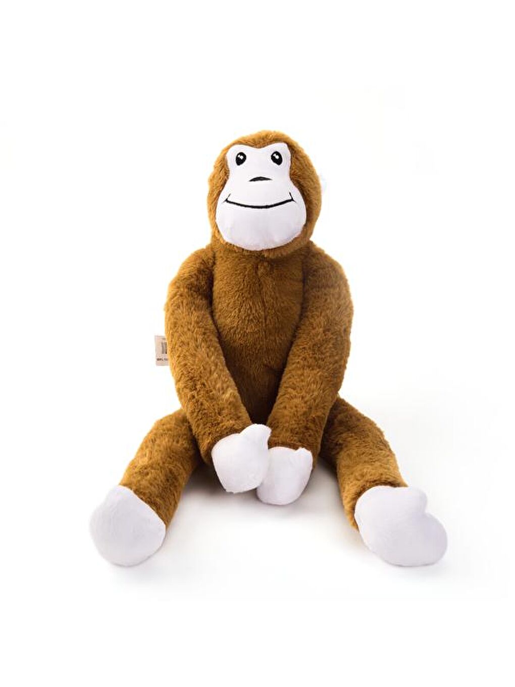 Soft Cırtcırtlı Maymun Figürlü Yastık - Kahverengi - 90x15 cm-2