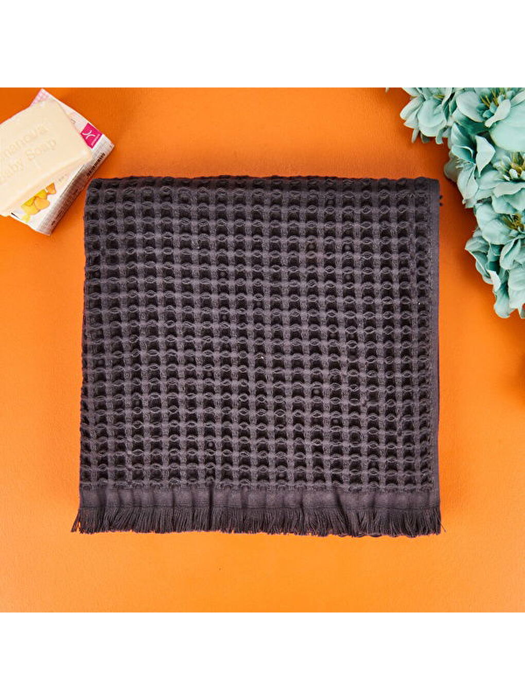 Evidea Soft Waffle Saç Havlusu - Antrasit - 50x70 cm