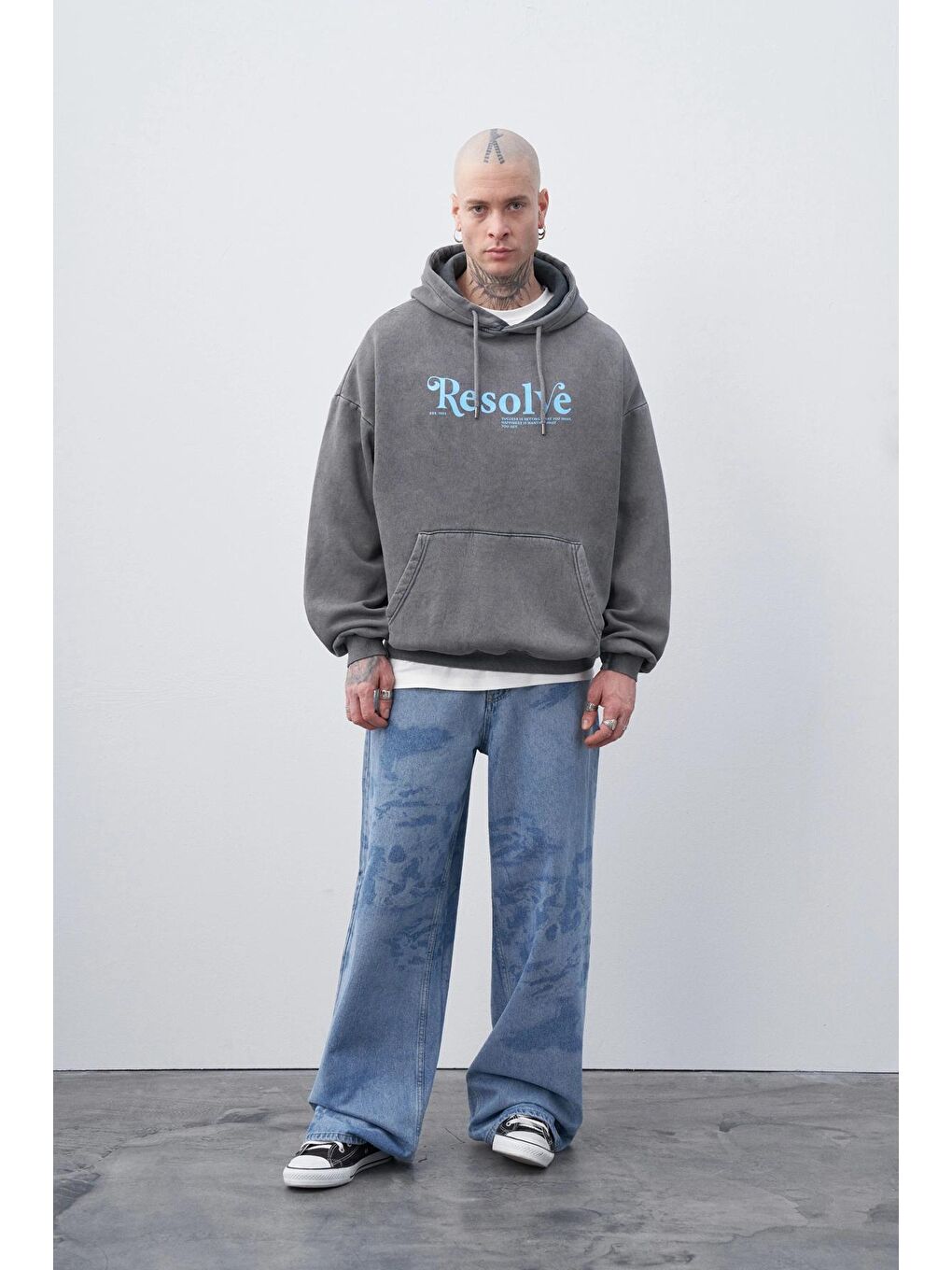 Vamosclo Mavi Lazer Baskılı Baggy Jean - 4