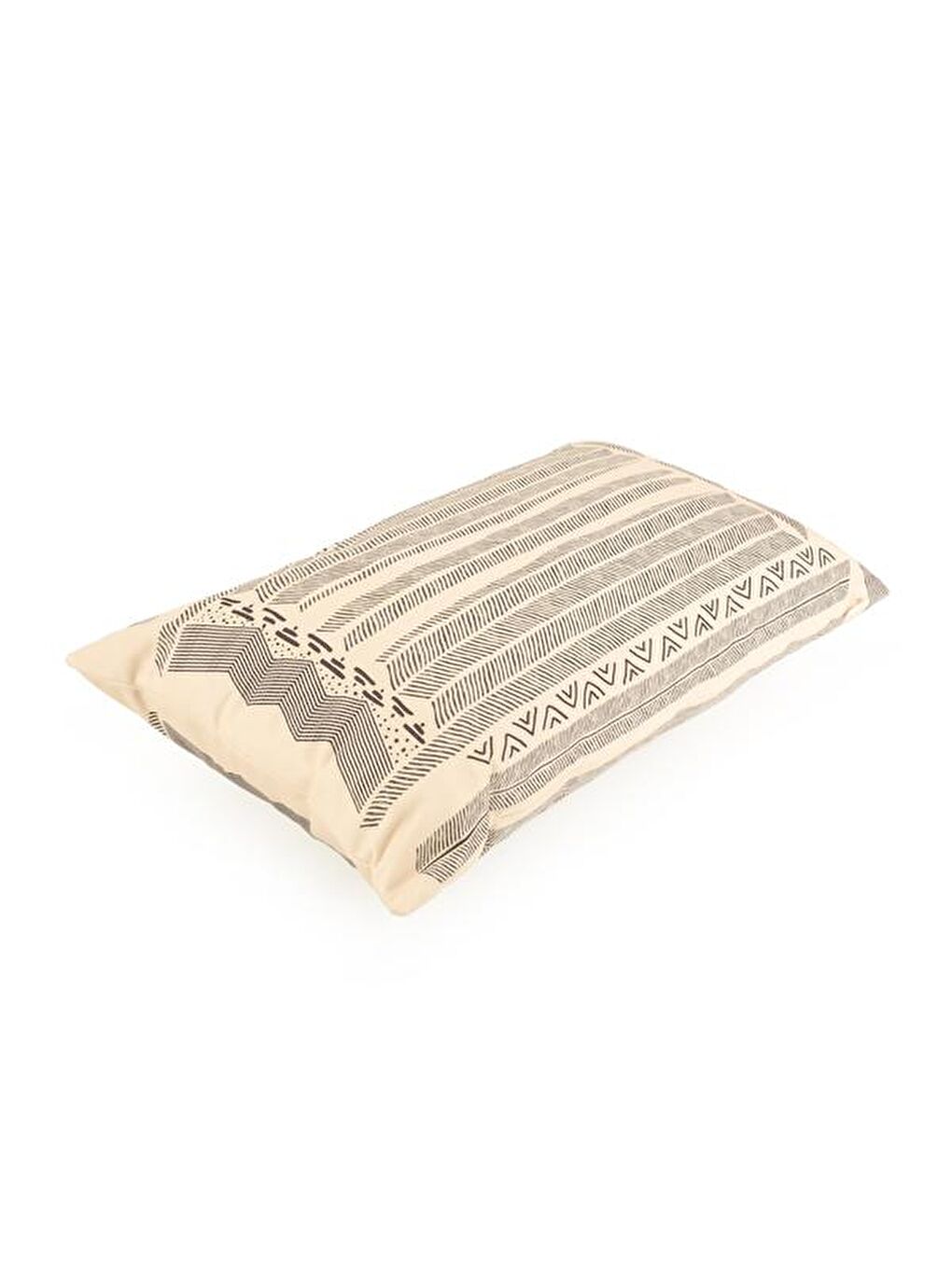 Ekru Soft Geometrik Çizgisel Desenli Kırlent - Bej - 30x50 cm-1