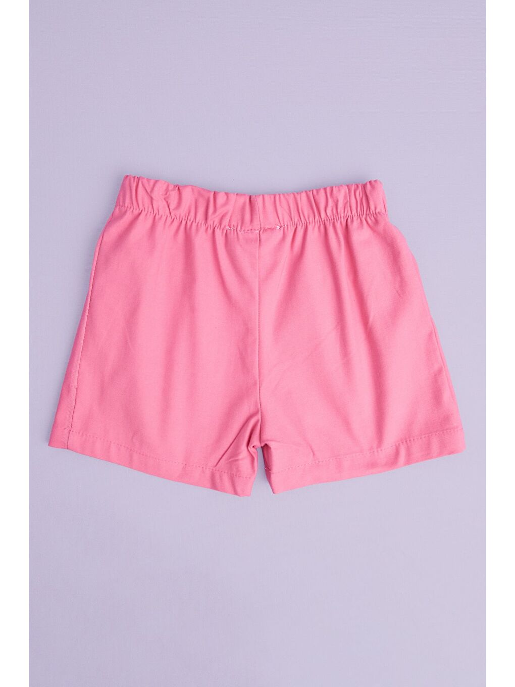 Pembe Basic Beli Lastikli Kız Çocuk Şort-1