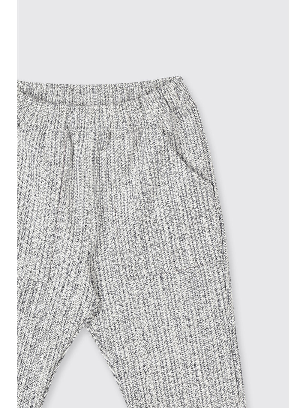 Erkek Bebek Lastikli Cep Detaylı Örme Mavi Pantolon-2