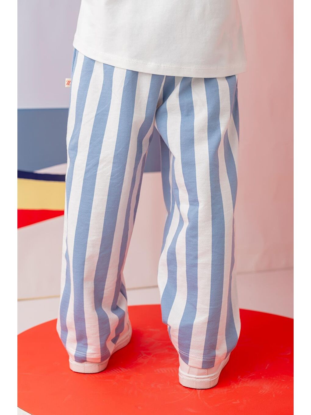 Unısex Çocuk Çizgili Pantolon - Mavi Çizgili-1