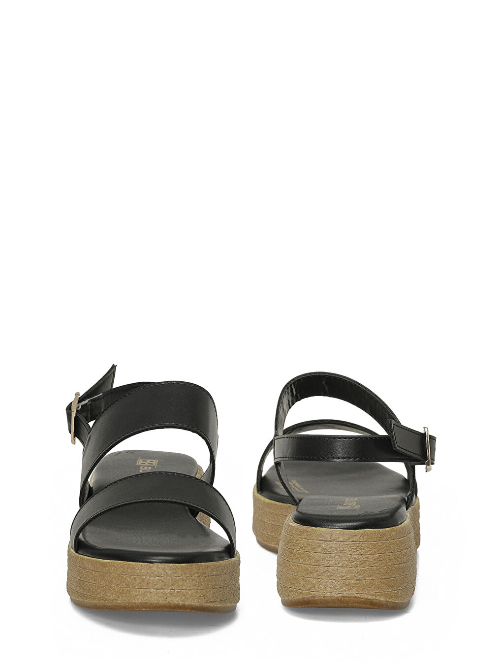 26S-384 6FX Siyah Kadın Dolgu Topuk Sandalet-4