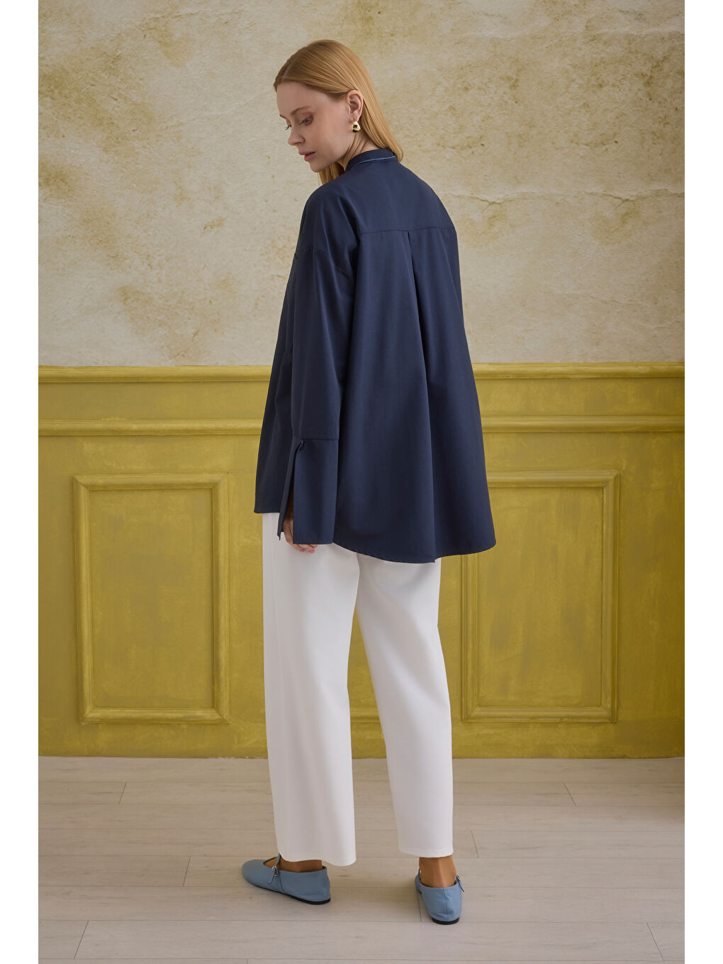 Manşet Detaylı Gömlek Lacivert-4