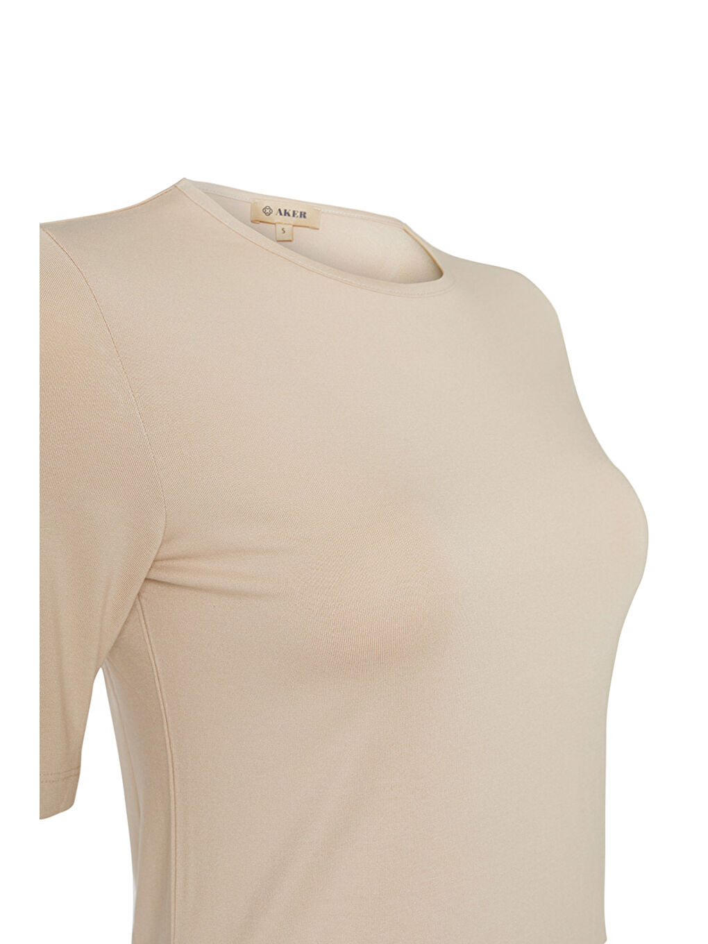 Ekru Kısa Kollu Bisiklet Yaka Body-1