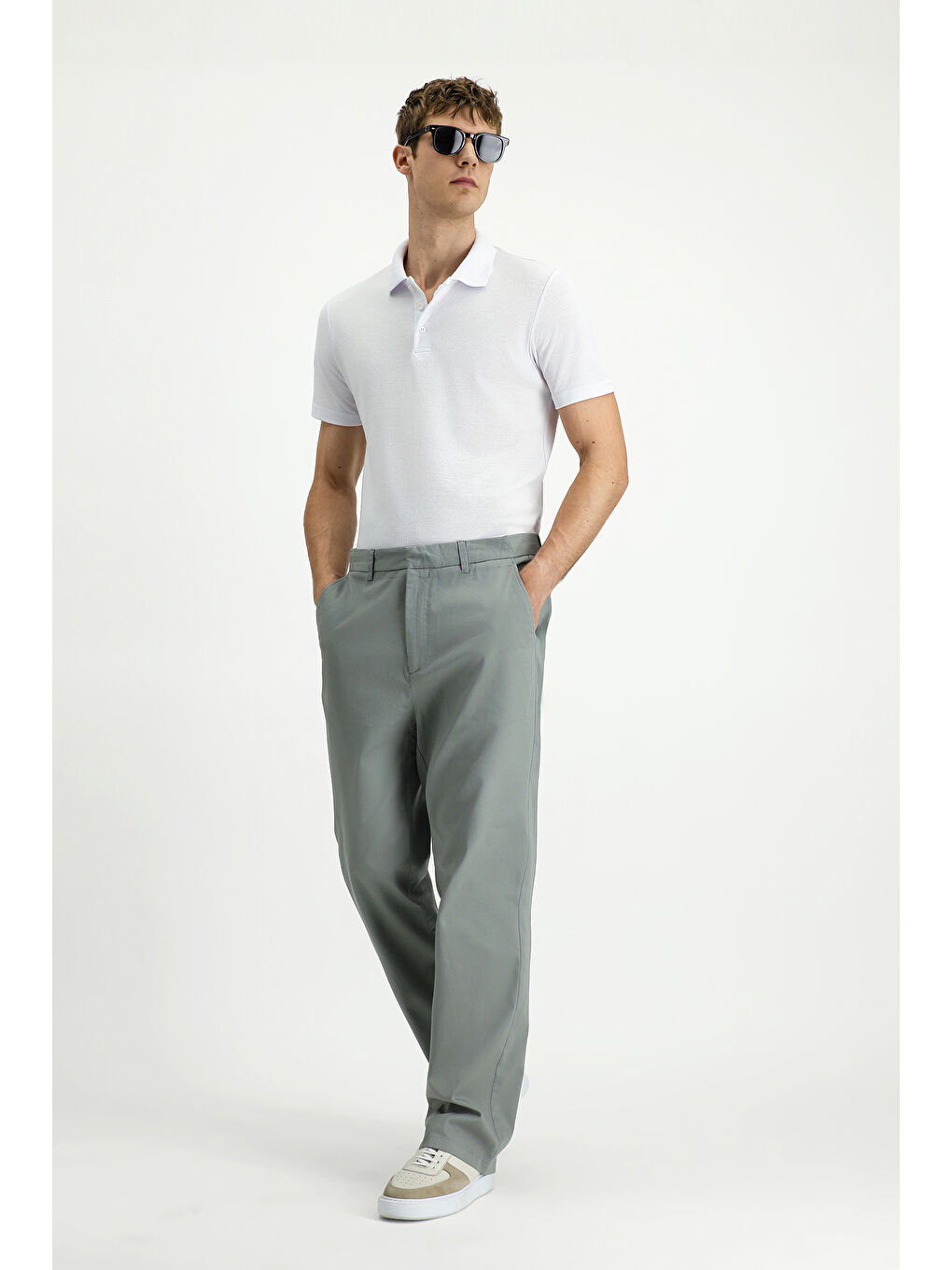 Gri Regular Fit Elastanlı Kanvas / Chino Pantolon-1