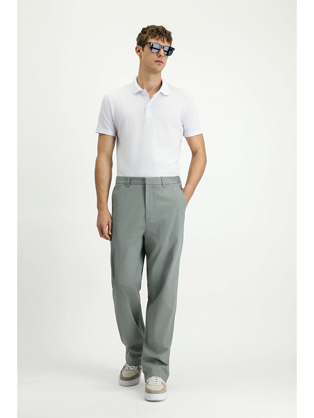 Gri Regular Fit Elastanlı Kanvas / Chino Pantolon-2