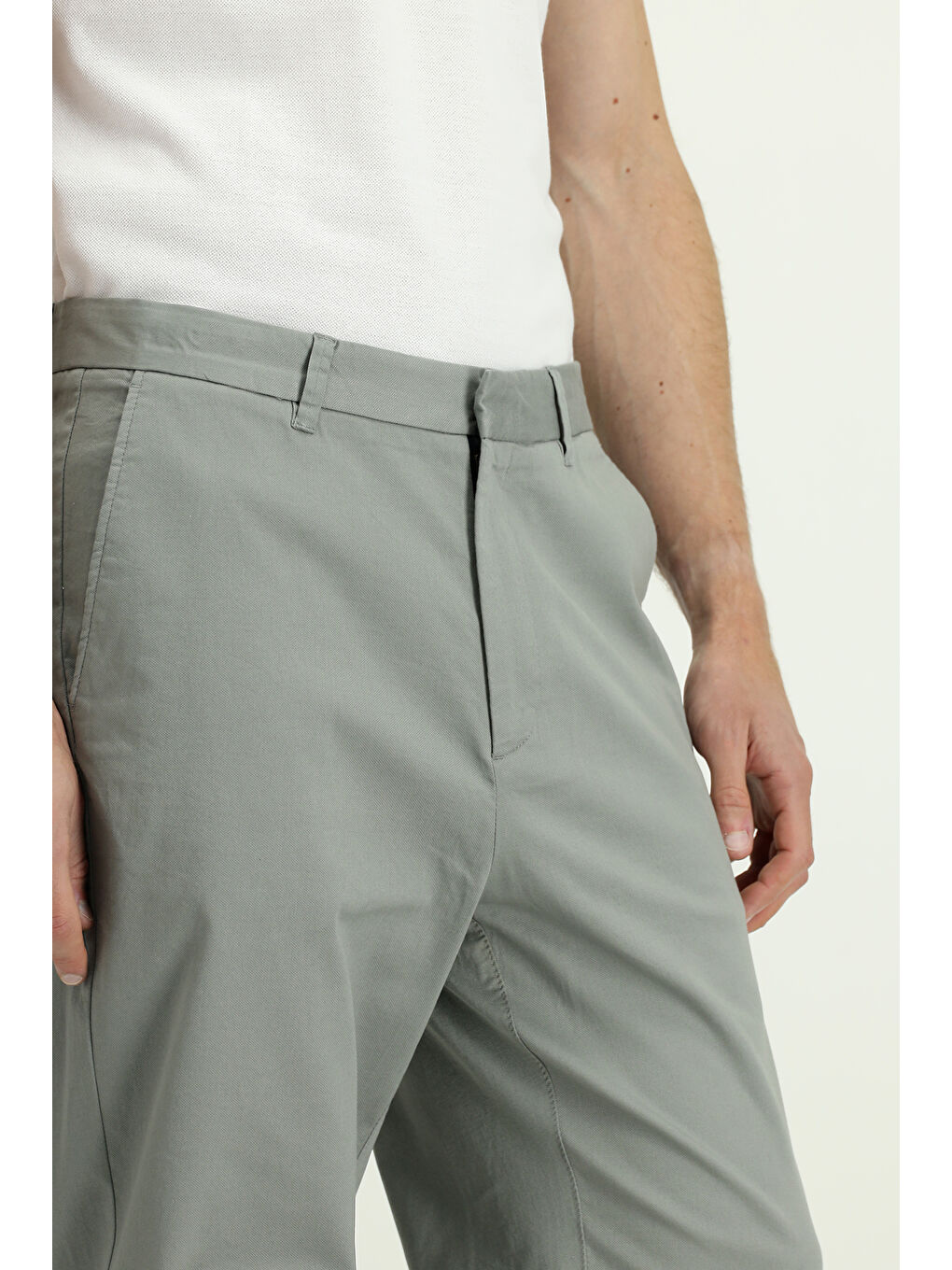 Gri Regular Fit Elastanlı Kanvas / Chino Pantolon-4