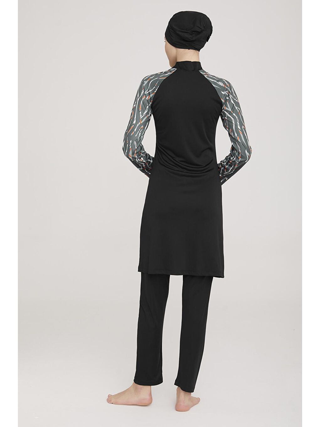 Elastanlı Tam Kapalı Tesettür Mayo Aksa 3 9017 Siyah-4