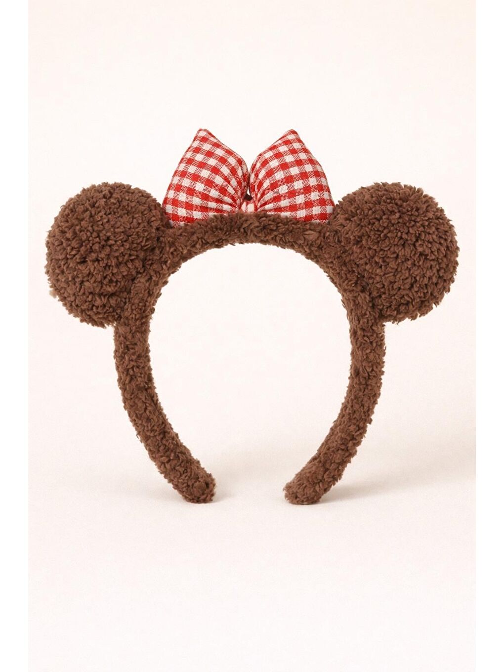 Pötikareli Fiyonklu Kulaklı Taç Kahverengi