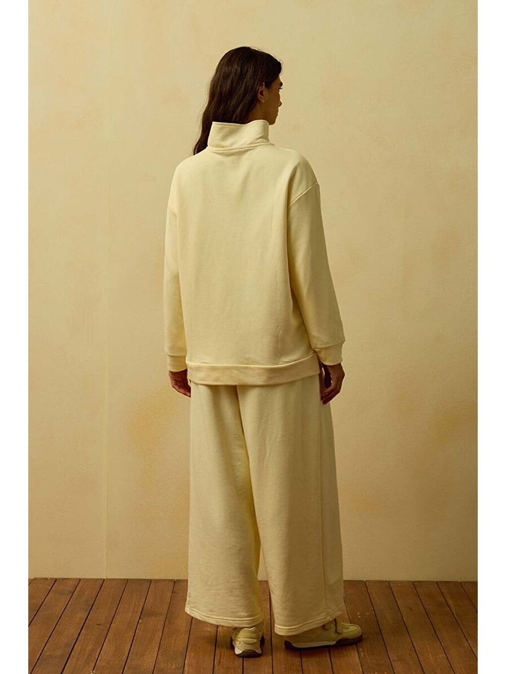 Tereyağ Sarısı 3 İplik Yarım Fermuarlı Sweat-2