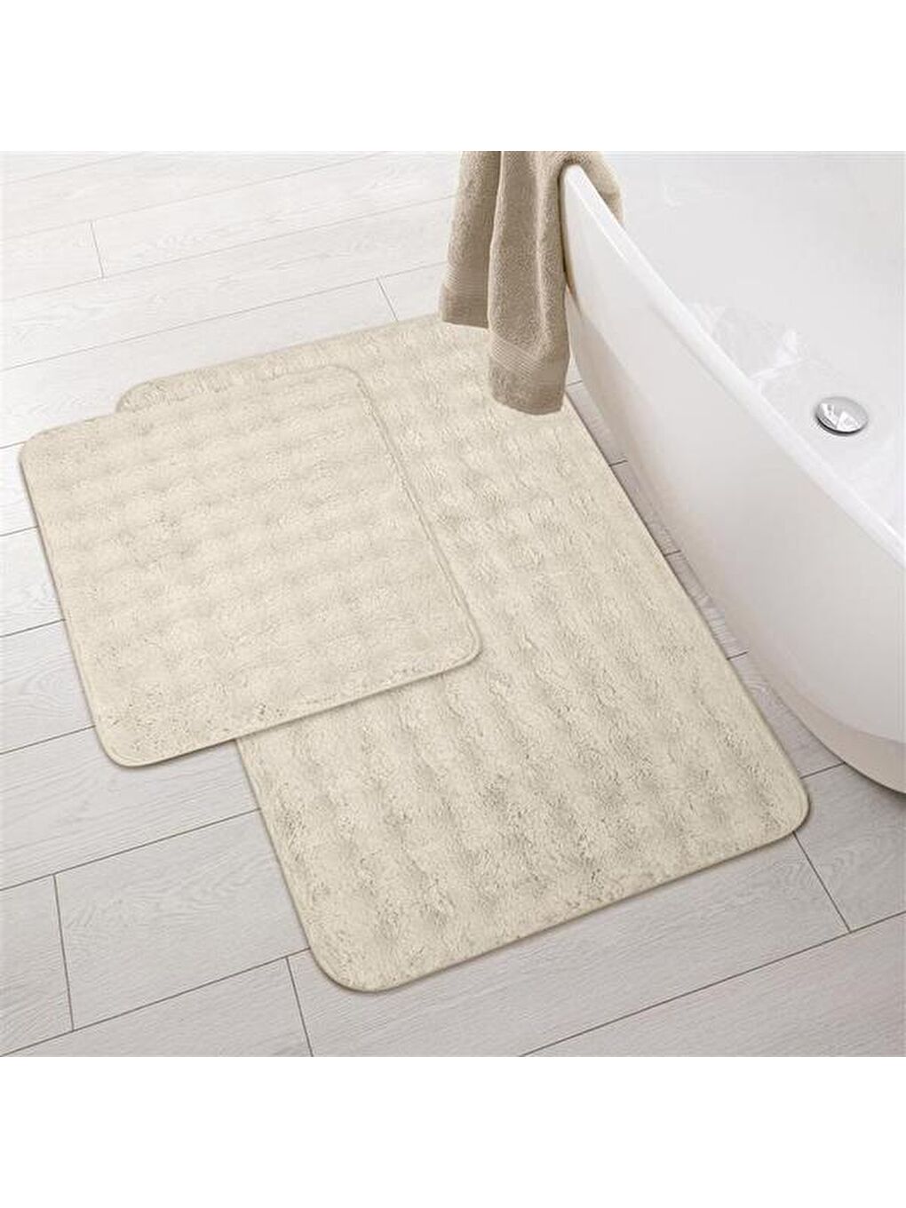 Soft Artos 2'li Banyo Paspası - Beyaz - 60x100 cm + 50x60 cm-2