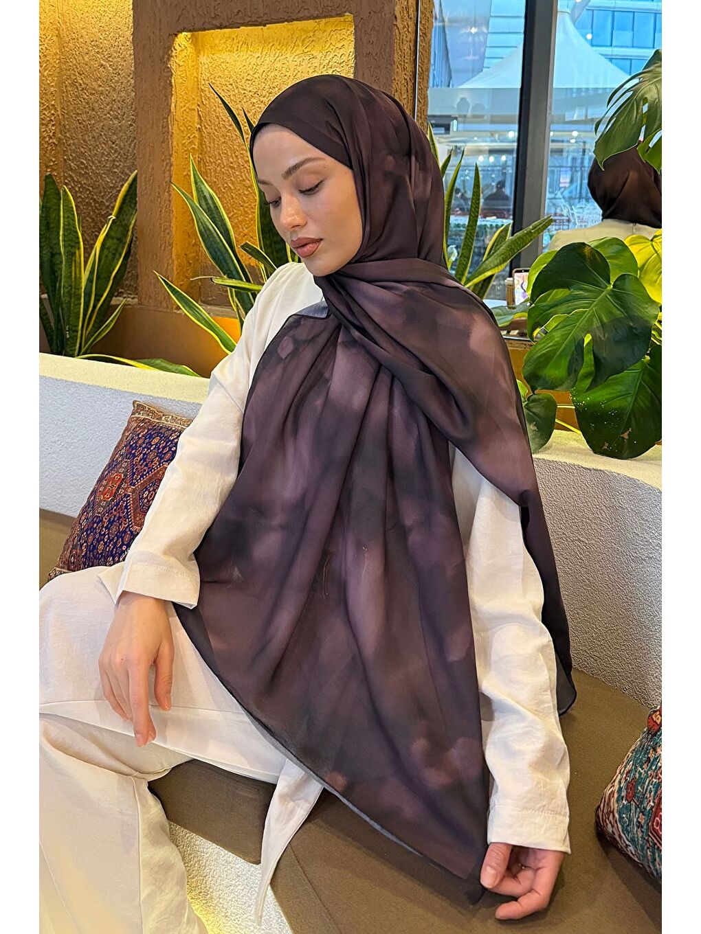 Batik Desen Soft Şal Mürdüm-2