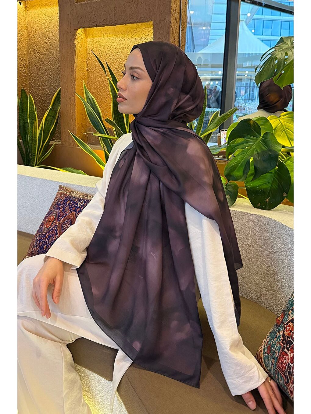 Batik Desen Soft Şal Mürdüm-3