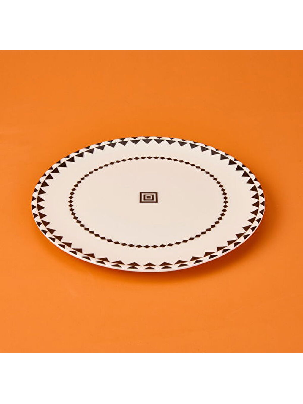 Kitchen Ethnic Servis Tabağı - Siyah / Beyaz - 25 cm