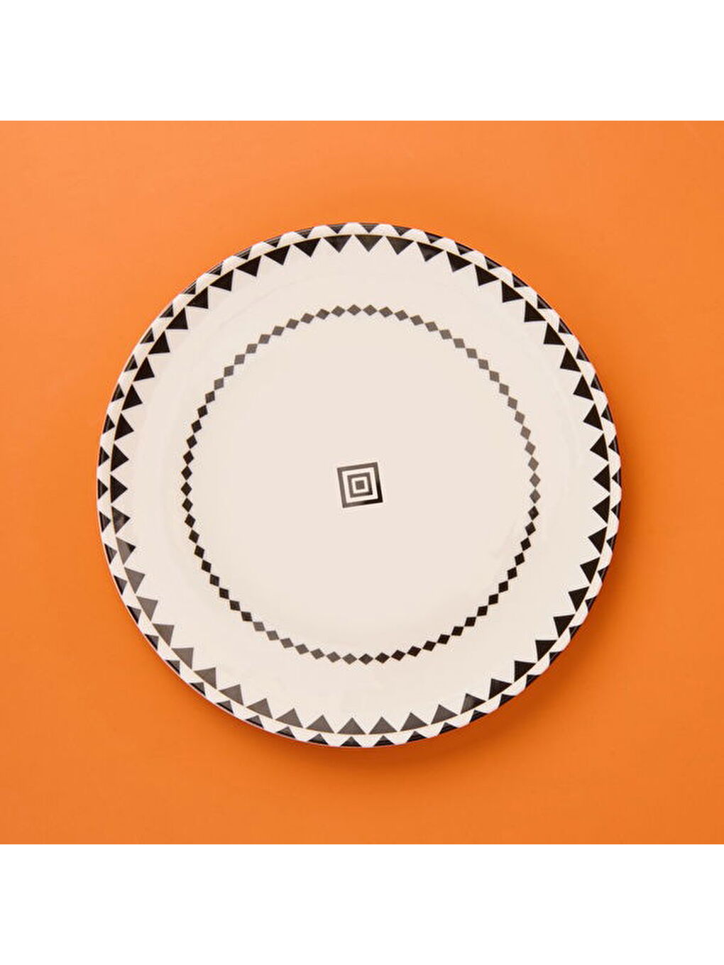 Kitchen Ethnic Servis Tabağı - Siyah / Beyaz - 25 cm-1