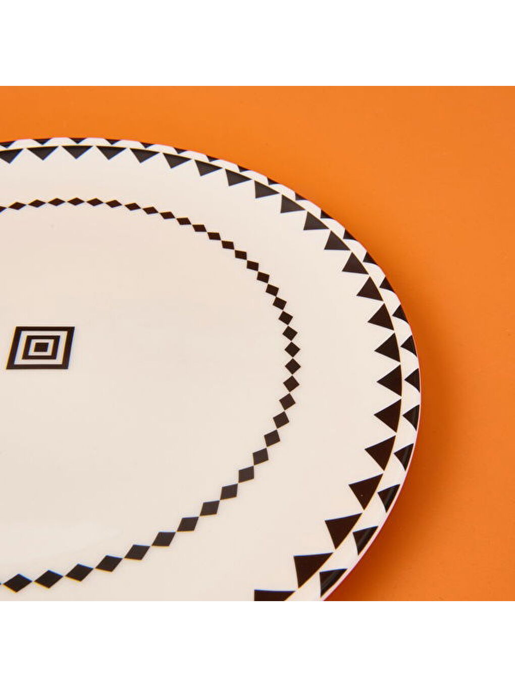 Kitchen Ethnic Servis Tabağı - Siyah / Beyaz - 25 cm-2