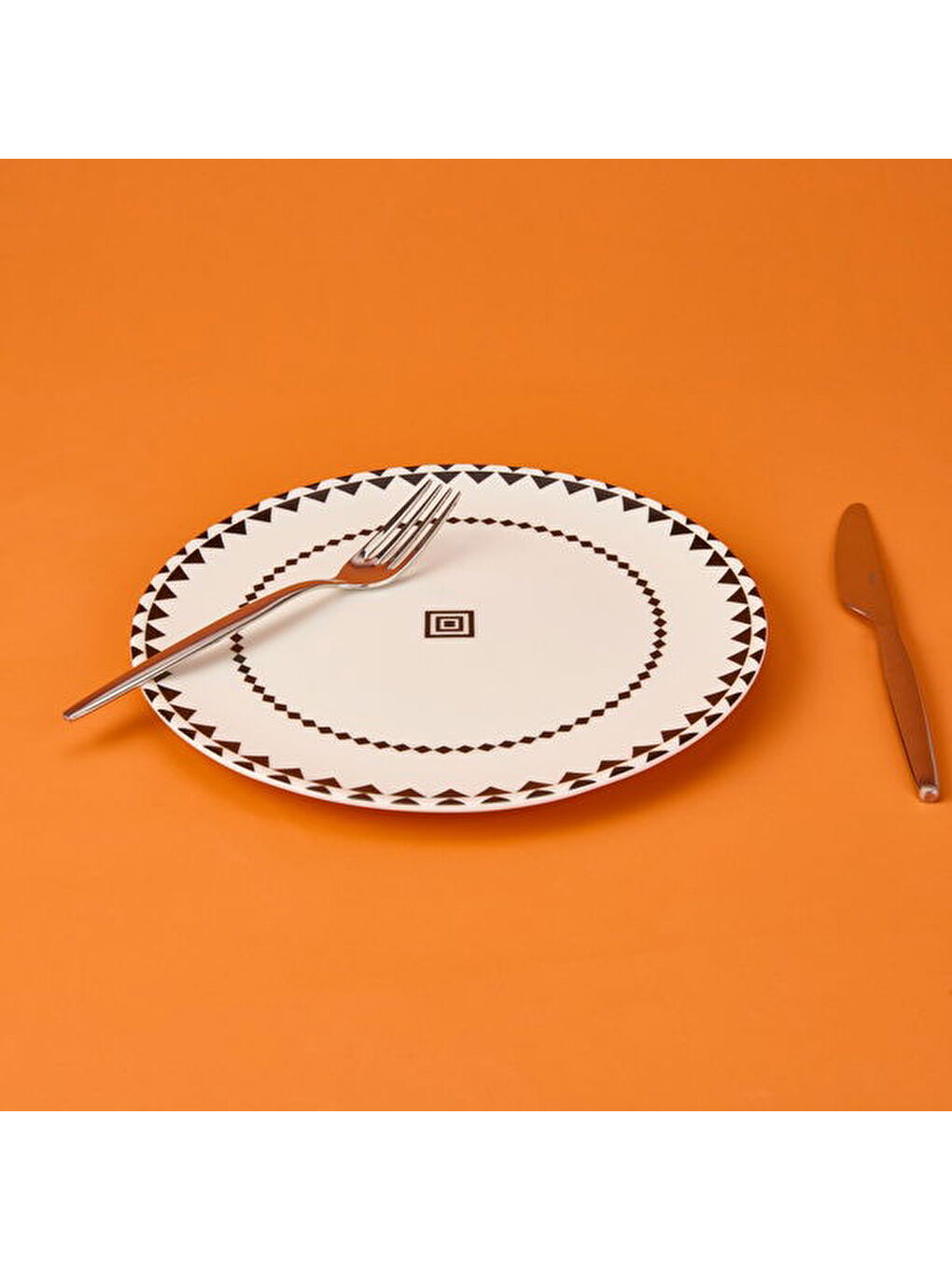 Kitchen Ethnic Servis Tabağı - Siyah / Beyaz - 25 cm-3