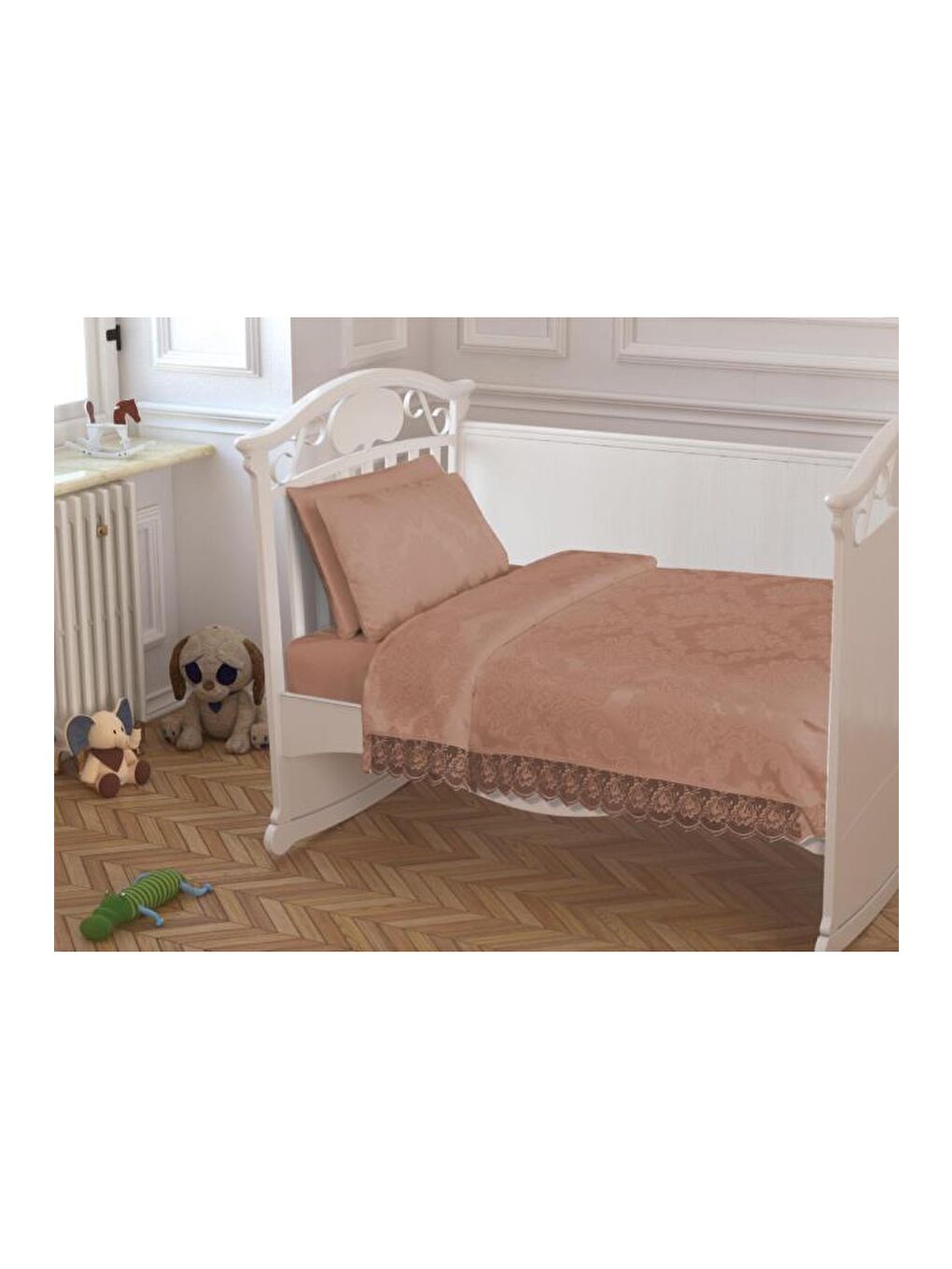 Karışık Çeyizdiyarı Fransız Güpürlü Bebek Pike Takımı Cappuccino-2