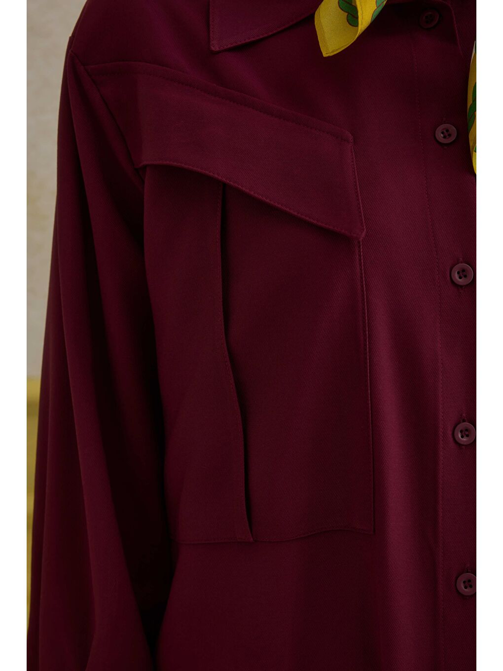 Modern Cep Detaylı Gömlek Bordo-3