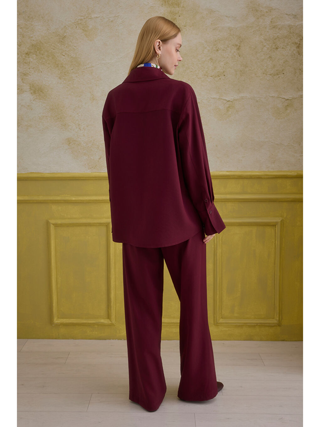 Modern Cep Detaylı Gömlek Bordo-4