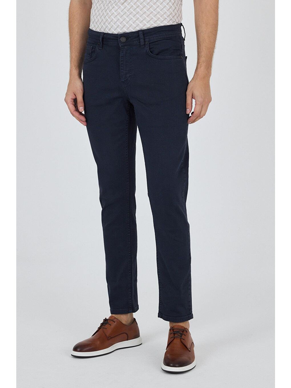 Koyu Lacivert Pamuklu 5 Cep Casual Slim Fit 5 Cep Pantolon 1003250318-1