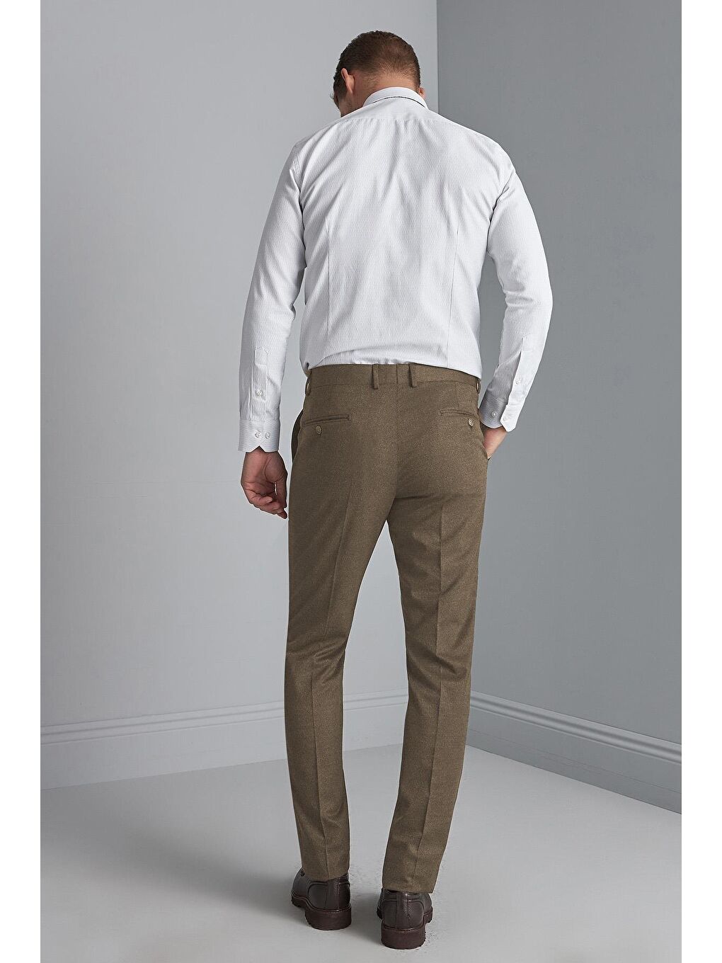 Bej Rahat Kalıp Normal Bel Düz Pantolon-2