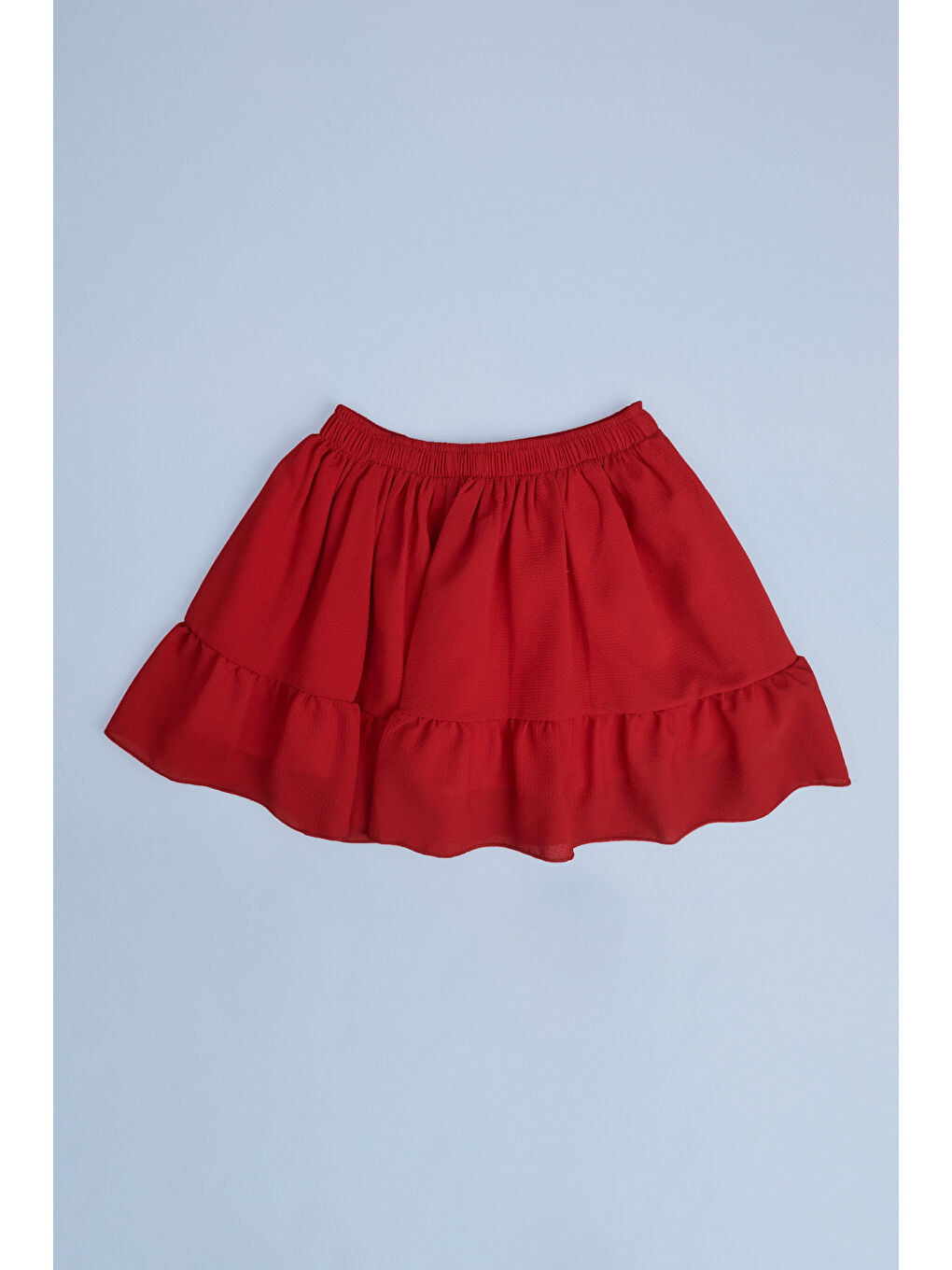 Kırmızı 23 Nisan Beli Lastikli Katlı Kız Çocuk Etek-3