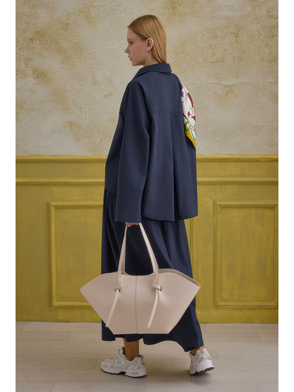 %100 Pamuk Kruvaze Gömlek Lacivert-1