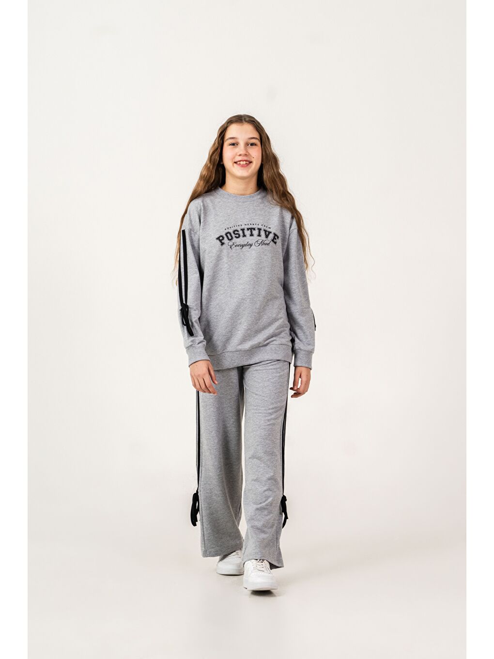 Gri Positive Baskılı Üst Kollar Biyeli Alt Biyeli Takım-1