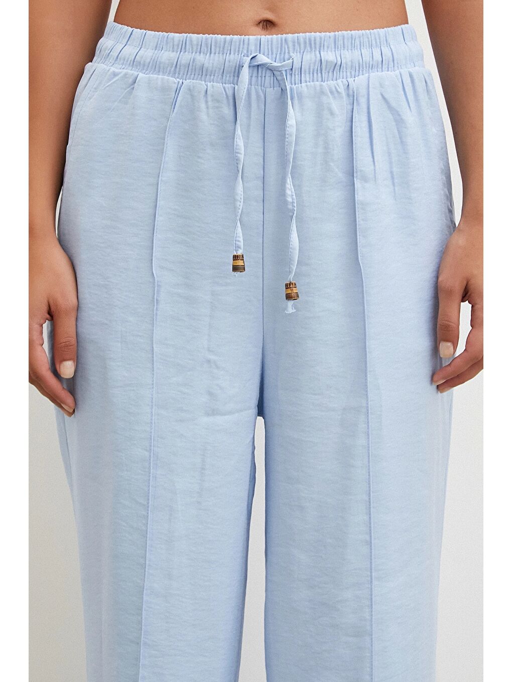 Belden Bağlamalı Pantolon Açık Mavi-3