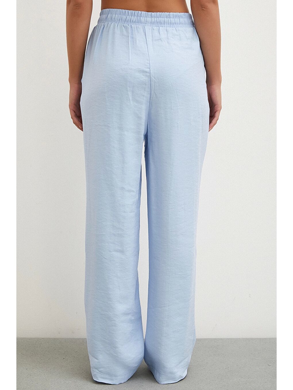 Belden Bağlamalı Pantolon Açık Mavi-4