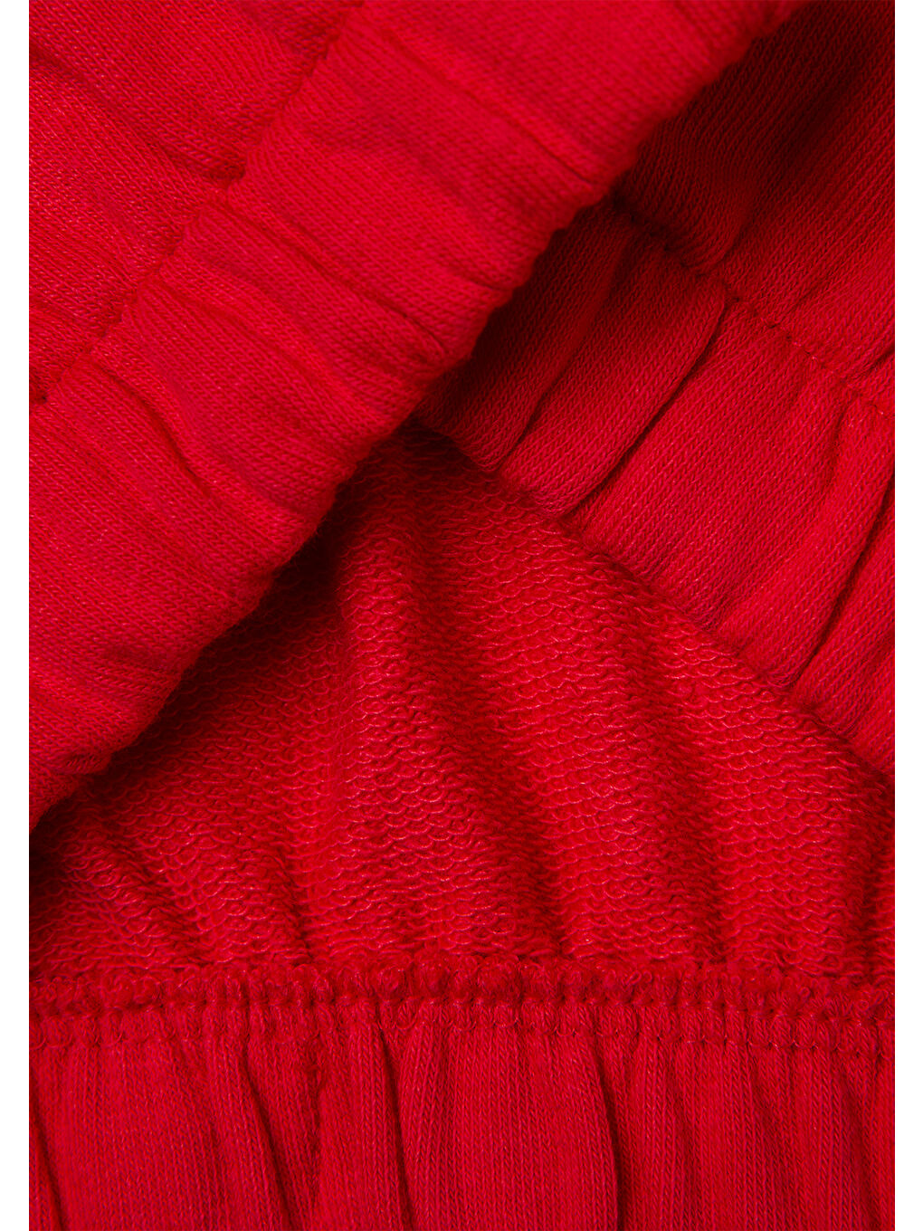 Kız Çocuk Kırmızı Tığ İşi Aplike Detaylı Etek Ucu Büzgülü Sweatshirt-2