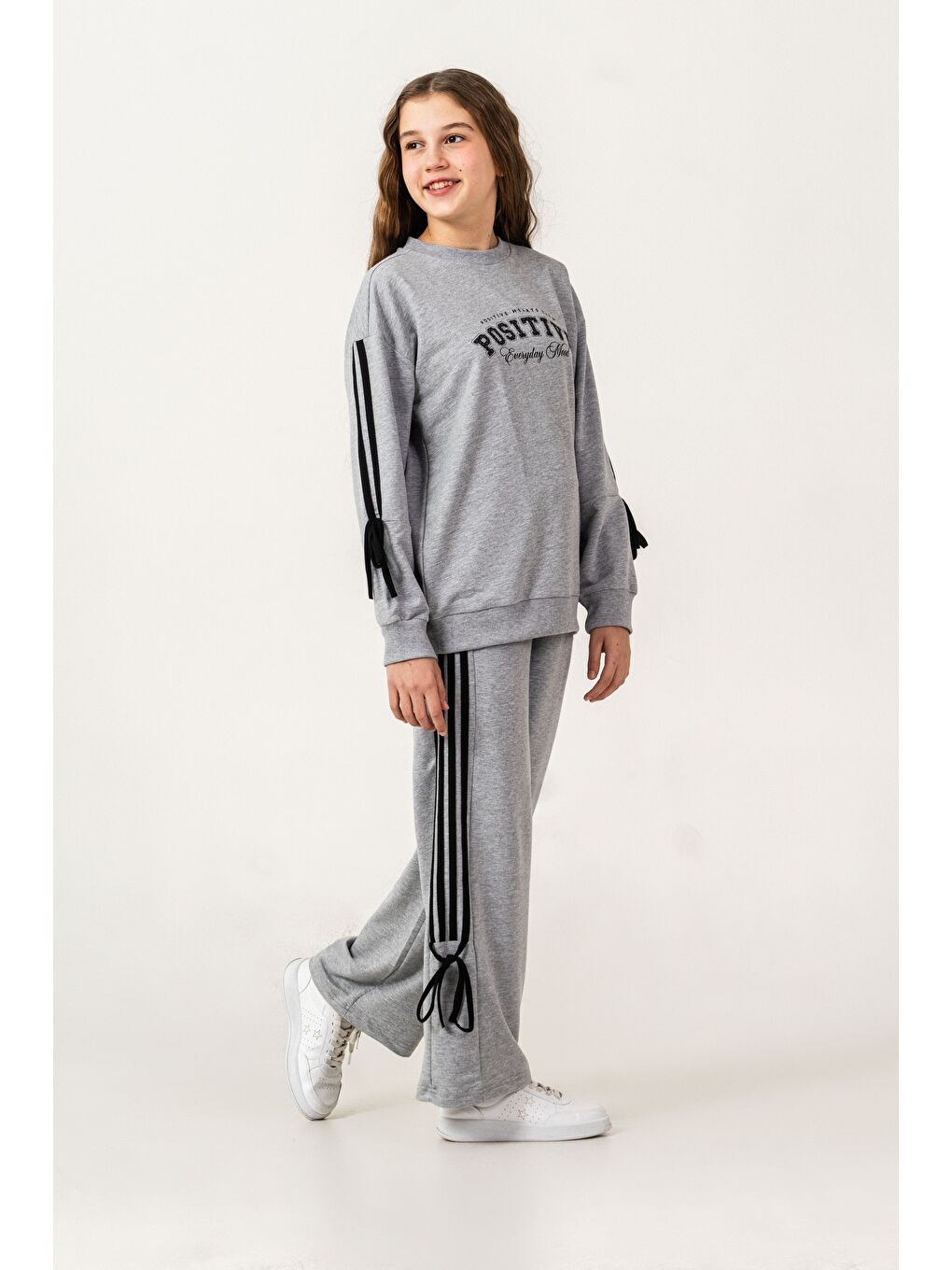 Gri Positive Baskılı Üst Kollar Biyeli Alt Biyeli Takım-3
