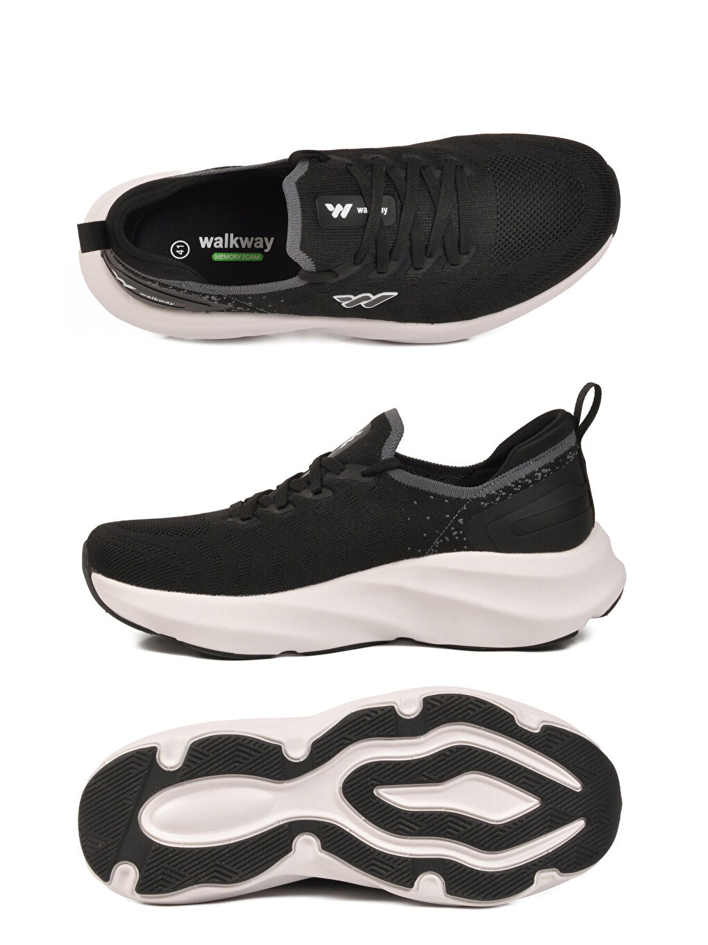 Siyah Beyaz Fileli Hafif Esnek Hafızalı Taban Unisex Spor Ayakkabı Flexnova M-3