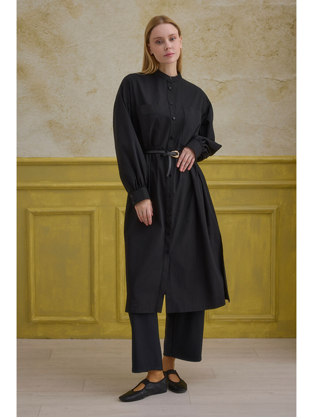 Hakim Yaka Uzun Tunik Siyah-1