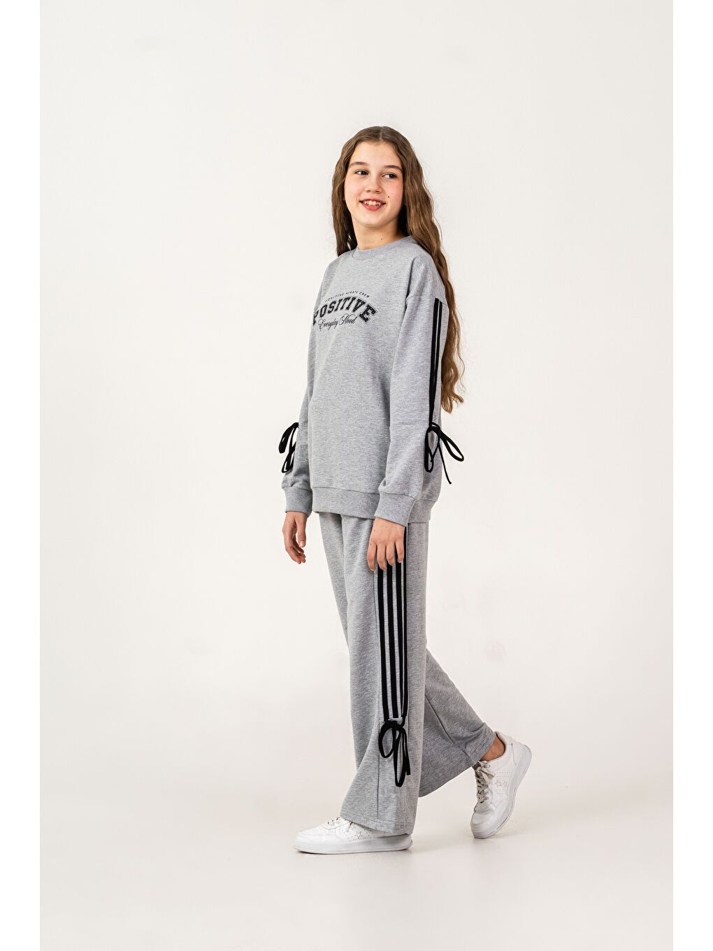 Gri Positive Baskılı Üst Kollar Biyeli Alt Biyeli Takım-4