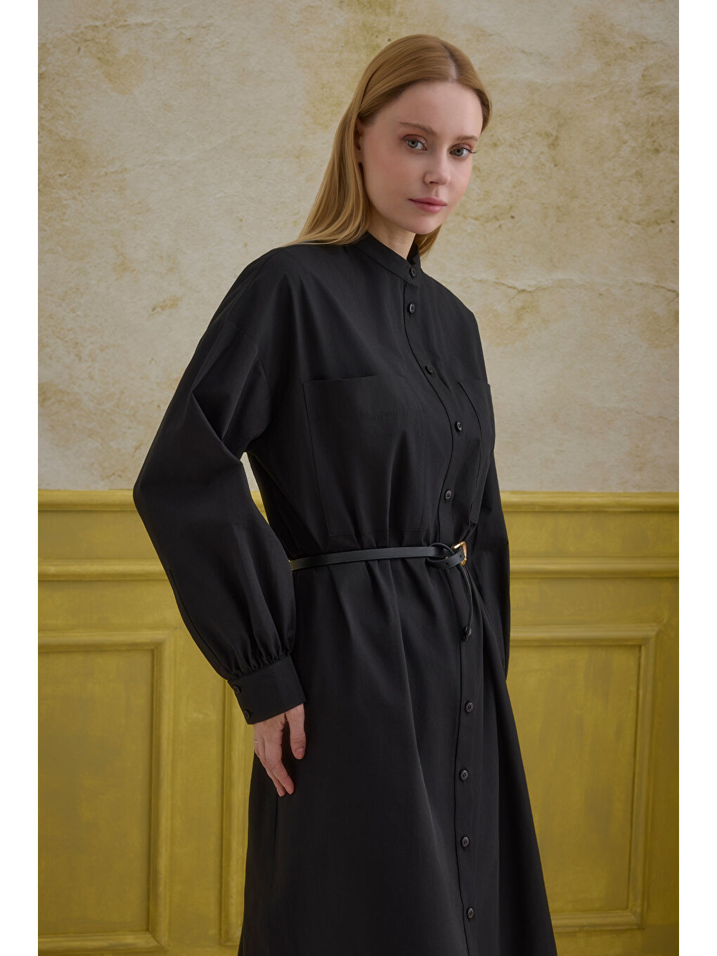 Hakim Yaka Uzun Tunik Siyah-3