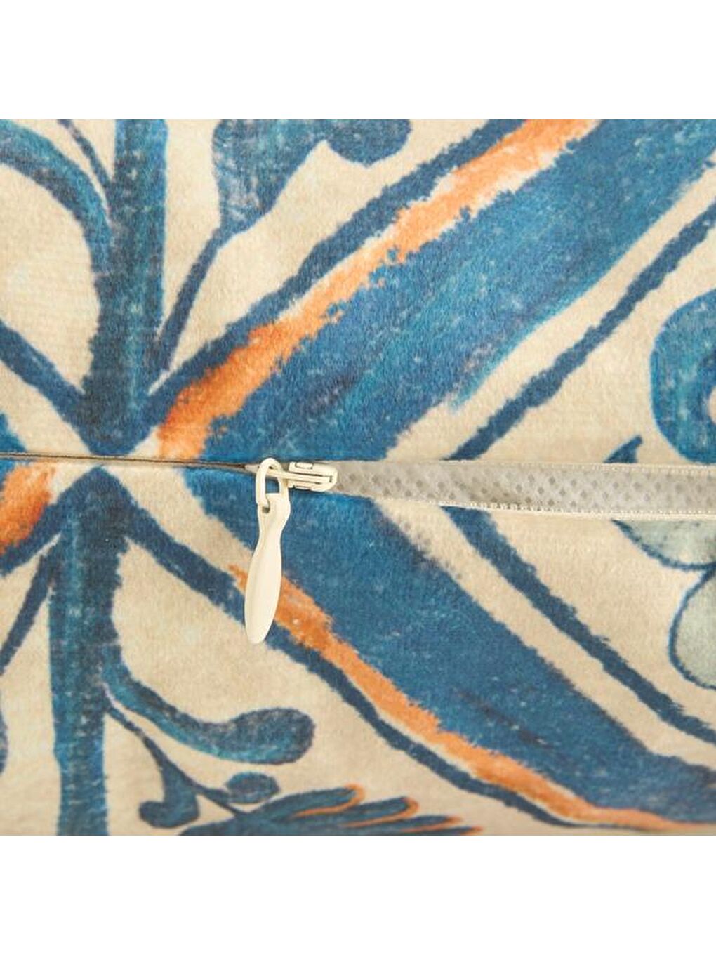 Soft Çiçek Desenli Kırlent - Mavi - 40x40 cm-4