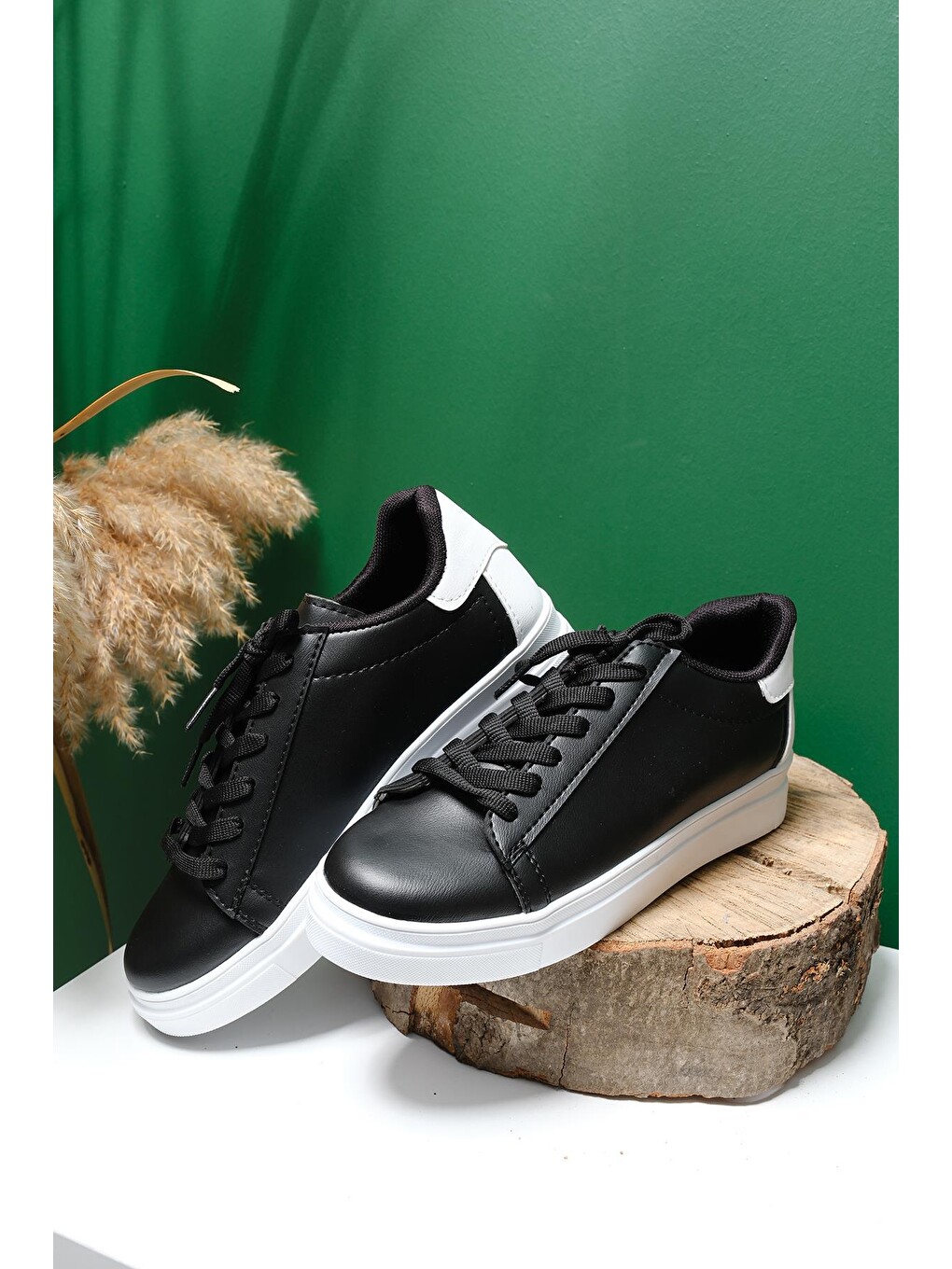Siyah Erda Basic Bağcıklı Kadın Sneaker-2