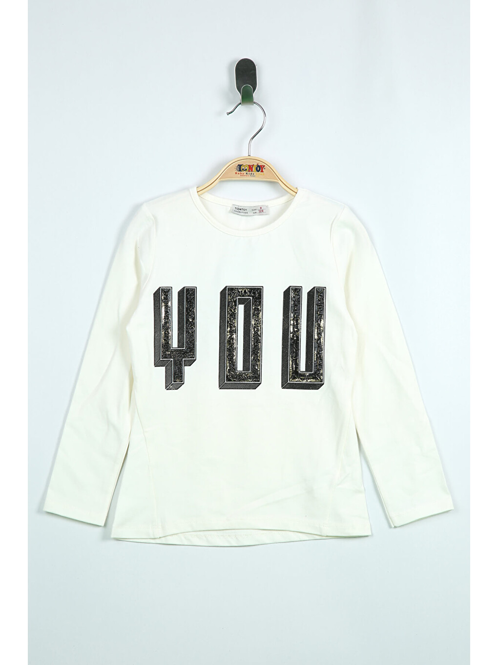 Ekru Kız Çocuk You Baskılı Sweatshirt