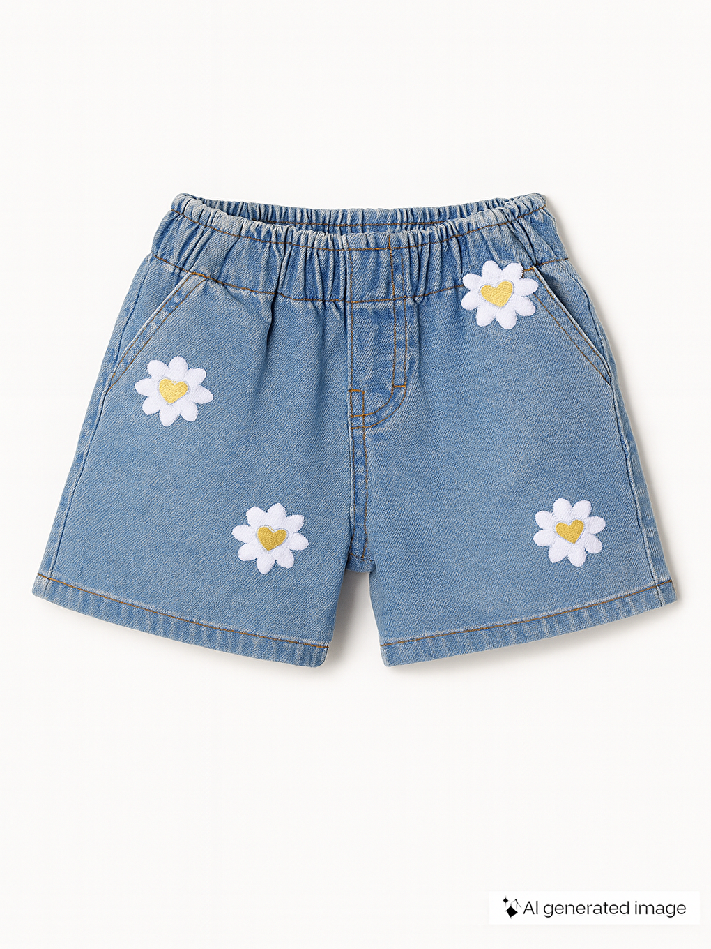 İndigo Daisy Nakışlı Kız Çocuk Denim Şort