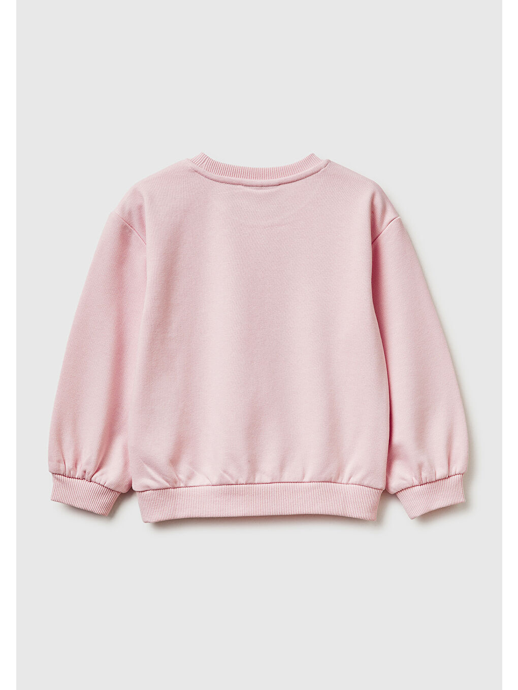 Kız Çocuk Toz Pembe Baskılı Yama Detaylı Yuvarlak Yaka Oversize Sweatshirt-1