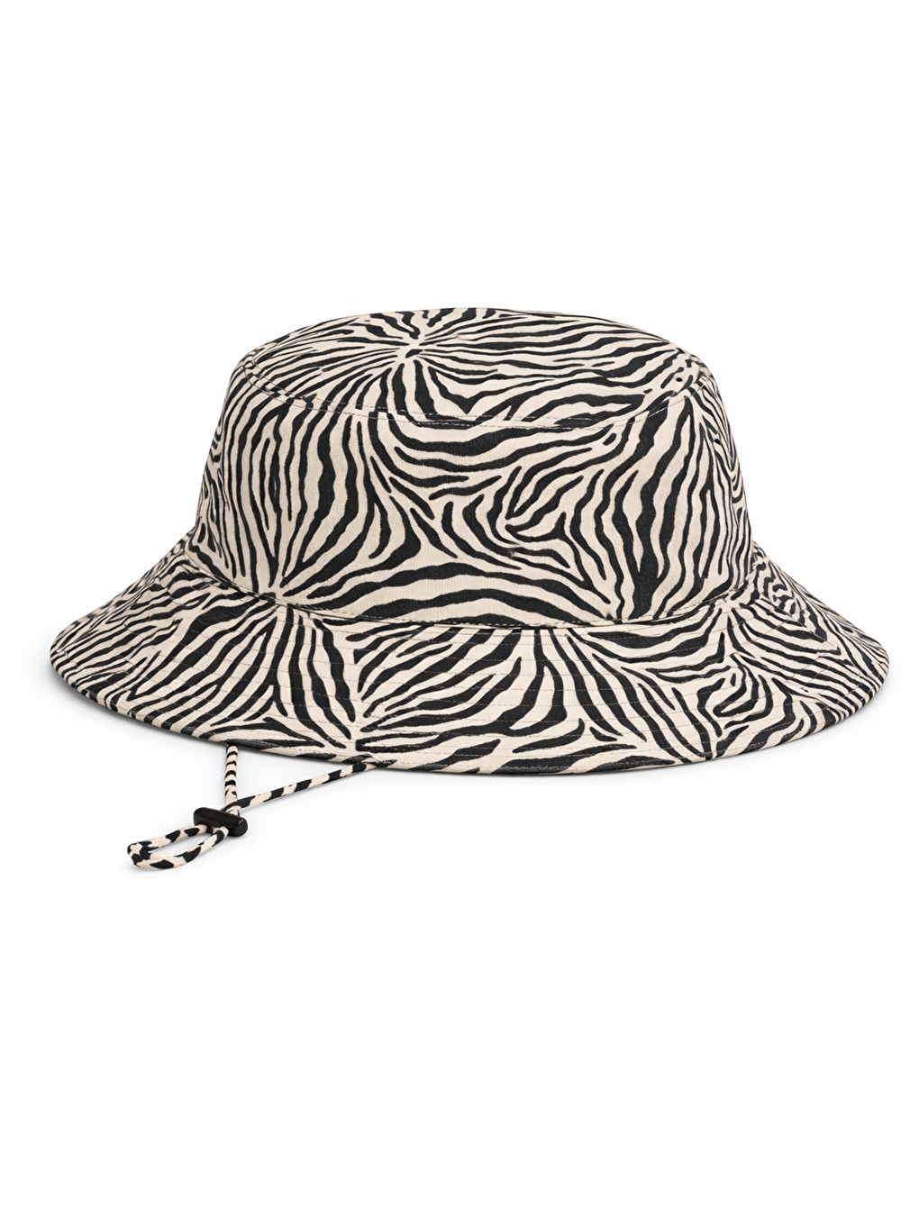 Siyah Bağlanabilir Bucket Şapka Zebra