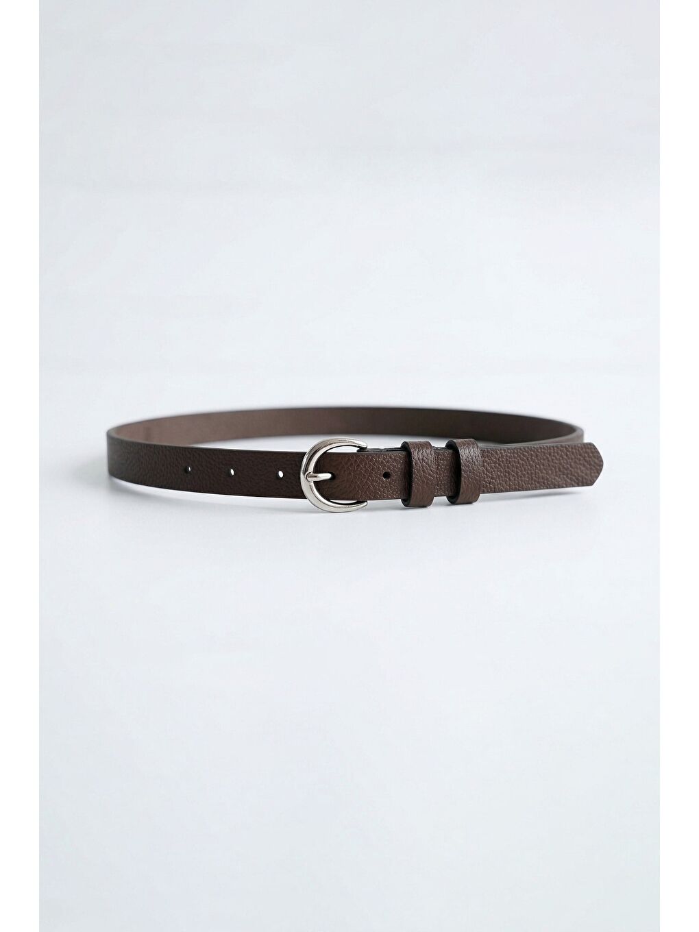 Erkek Smart Casual İnce Metal Tokalı Kemer Kahverengi